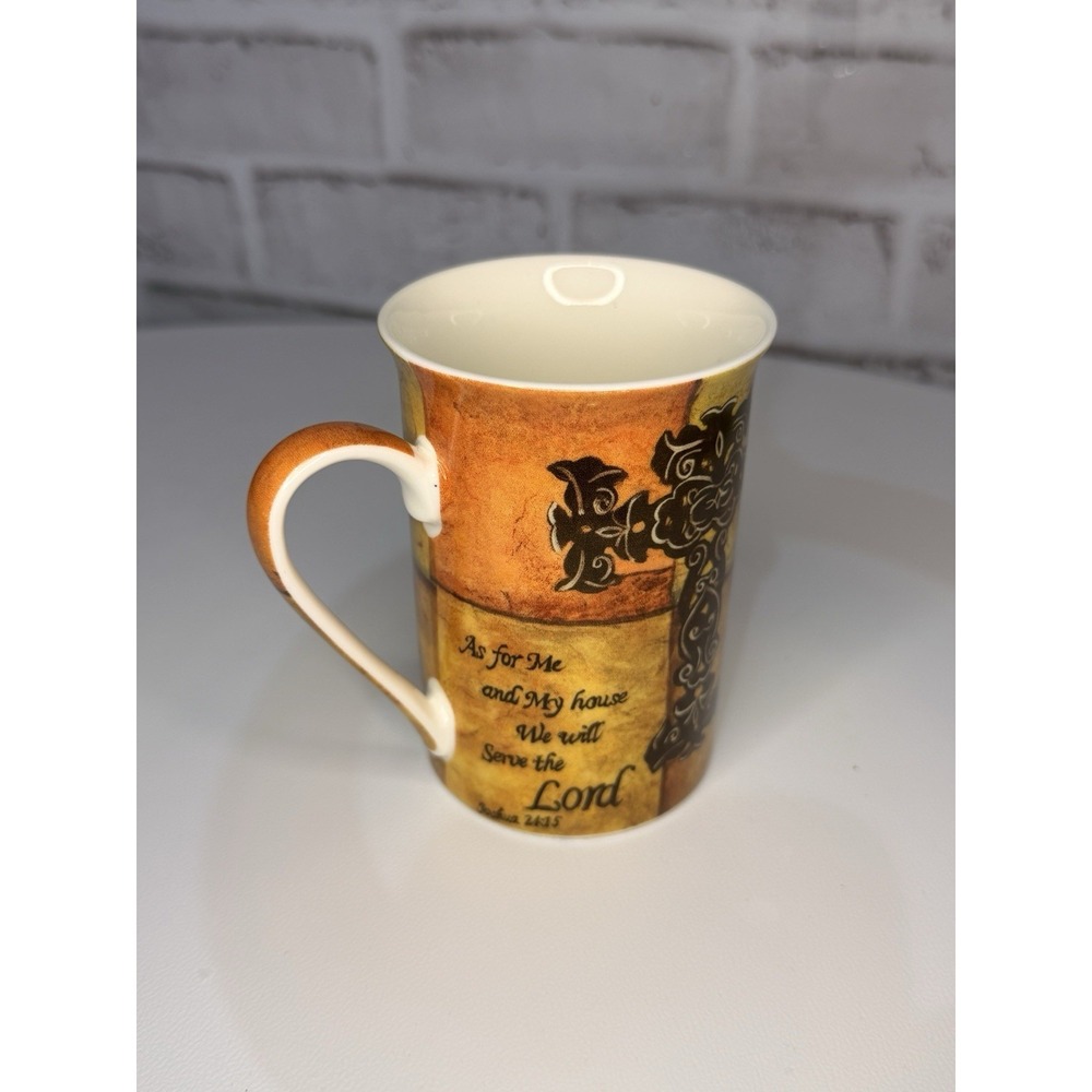 VTG‎ Kent Pottery Christian Coffee Mug As For Me And My House Serve The Lord